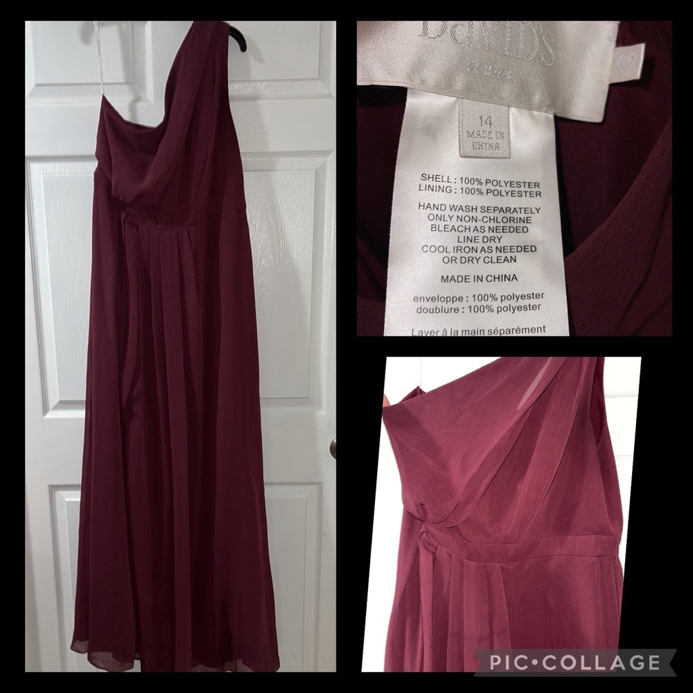 David’s Bridal one shoulder Bridesmaid dress size 14 (color wine)